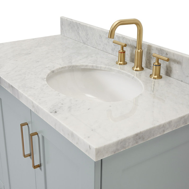 ARIEL TAYLOR 43 IN RIGHT OFFSET RECTANGLE SINK VANITY, Right, Rectangle, Gray