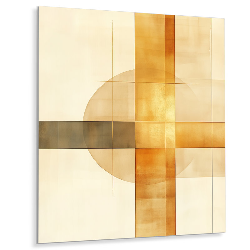 Golden Intersection - décor transitionnel moderne abstrait, impression sur métal moderne, L 16 po x H 32 po