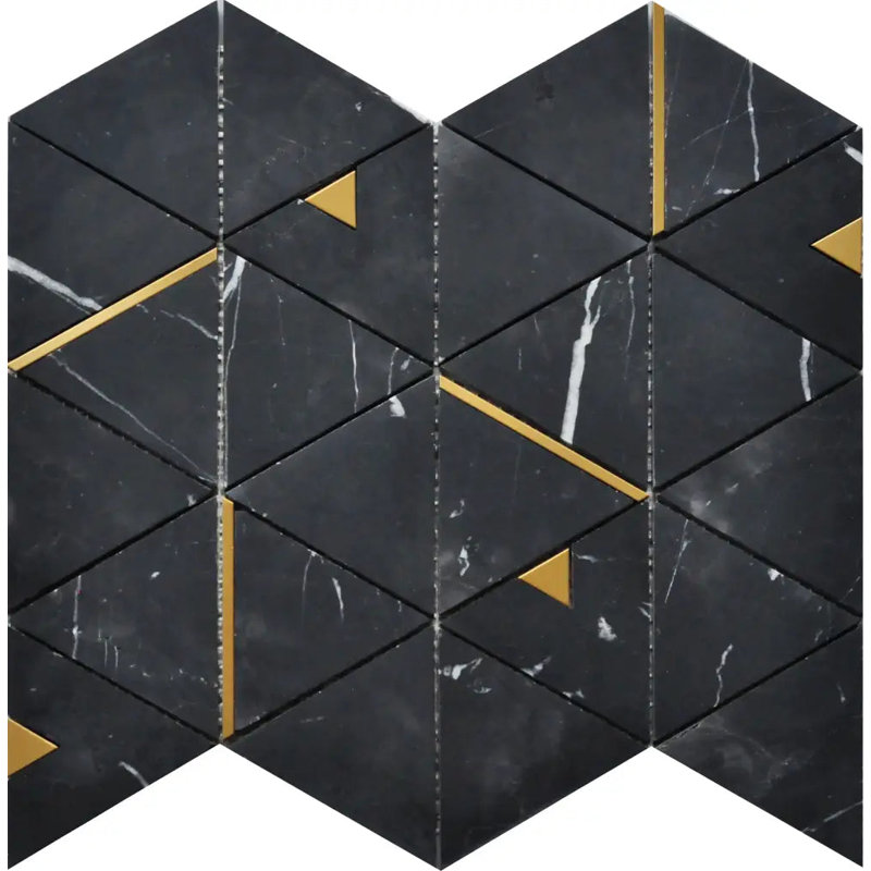 Nero Marquina 12" x 12" Marble Brick / Subway Mosaic Tile
