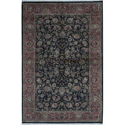 Tapis noir et rouge de haute qualité noué à la main