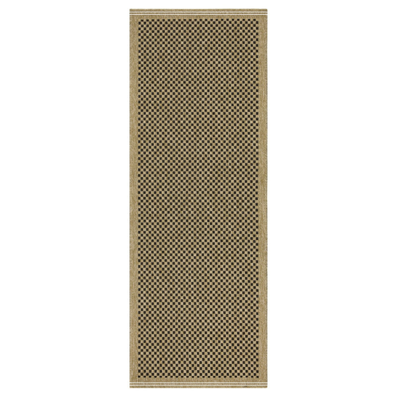 Jute/Black Indoor/Outdoor Area Rug, Runner 2'7" x 7'3"