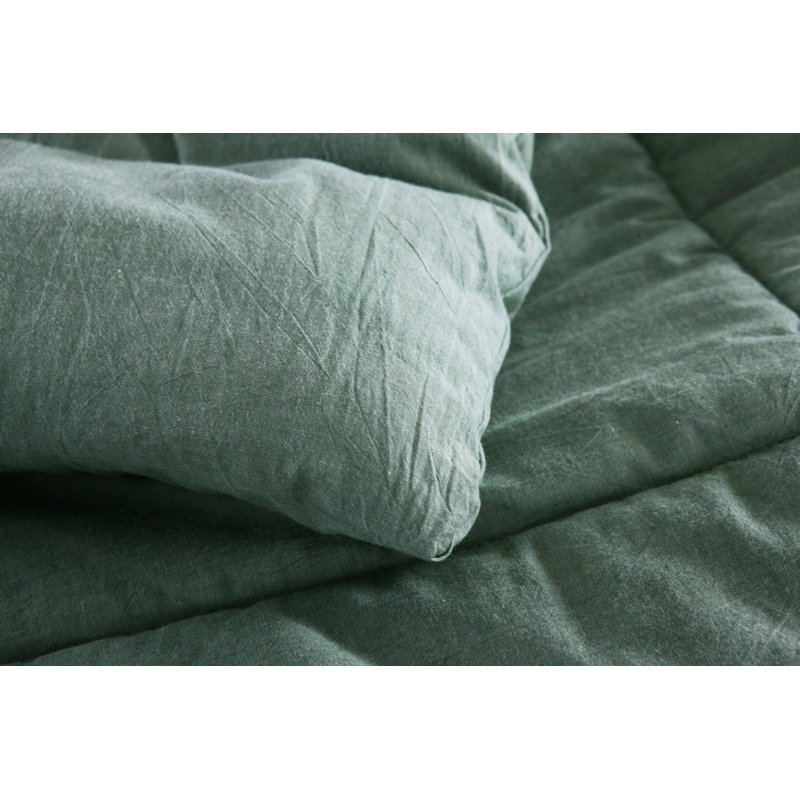 Ensemble d'édredon en coton Messy, Édredon simple, Vert
