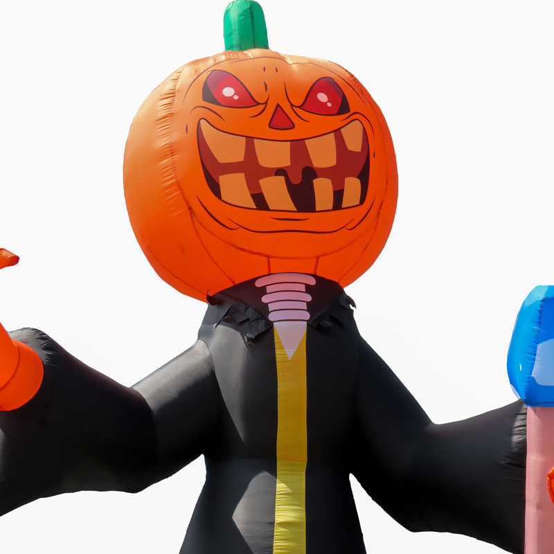 Faucheuse gonflable citrouille d'Halloween de qualité supérieure (6 m), 6 lumières DEL blanches - Homologuée UL