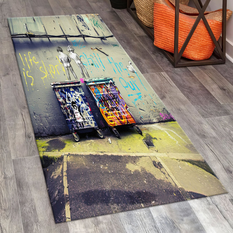 Chic Non Woven Soft Print Rug with Vibrant Geometric Pattern Ideal for a Stylistic Addition to Your Bedroom or Living Room Decor