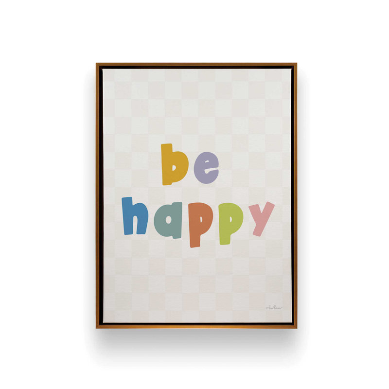 Be Happy by Lisa Larson Art Print, 18 W x 24 H, Gold, Framed Canvas