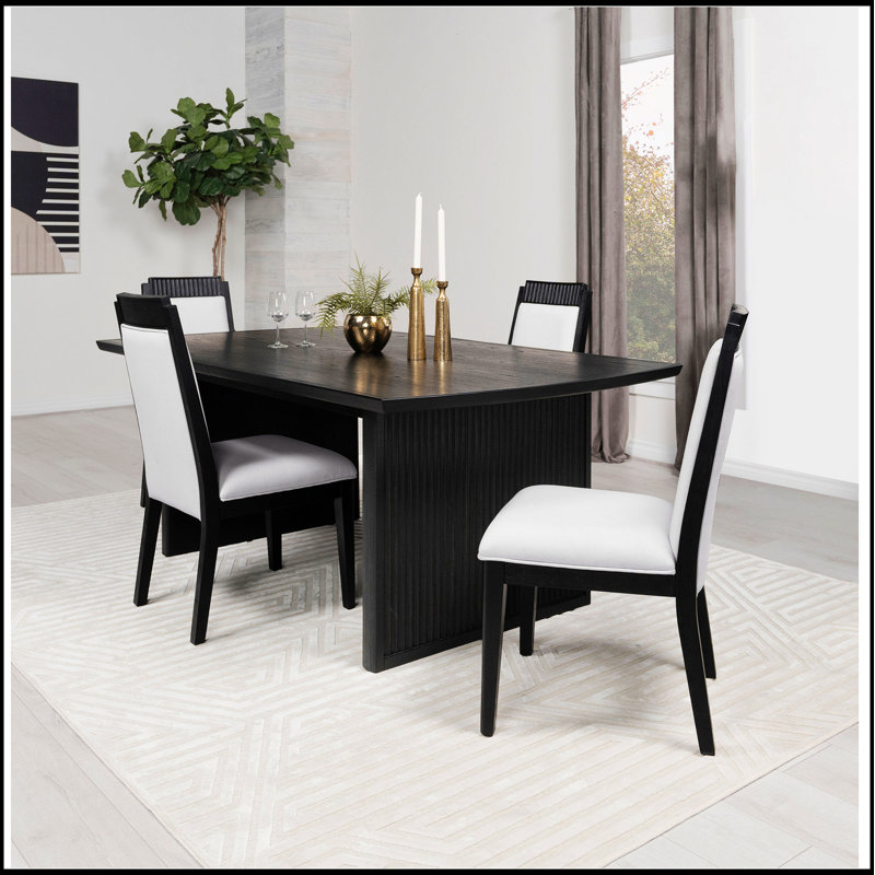 Ensemble de salle à manger noir Mason 5 pièces avec rallonge, alliant élégance et polyvalence pour une vie moderne
