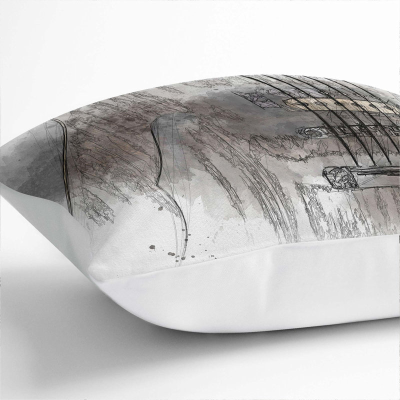Abstract Square Cushion, 55cm H x 55cm W x 20cm D, White