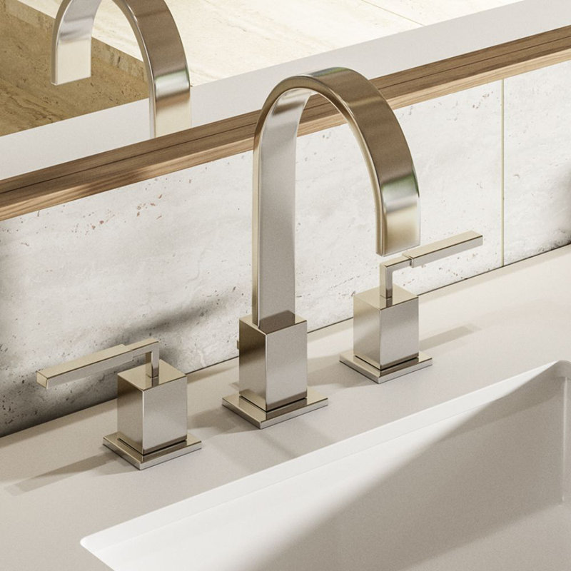 Kubista Widespread Bathroom Faucet with Drain Assembly, Brushed Nickel
