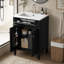 Meuble-lavabo 24 po avec lavabo en céramique, tiroir et organisateurs de porte, noir-187592500