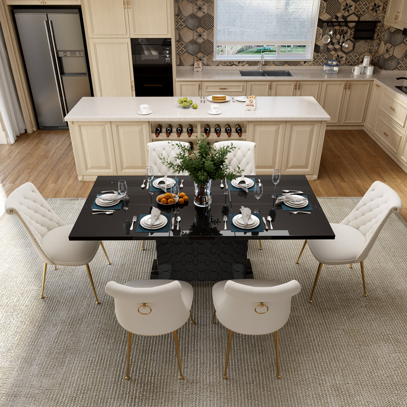 Ensemble de salle à manger rectangulaire L 62,75 po x l 31,5 po Magallanes, Noir, Beige