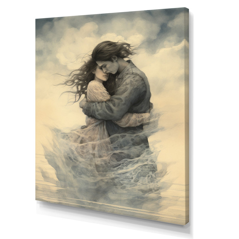 Passioned Hug Couple Celebration - Couple décoration murale, 44" H x 34" W, Toile tendue