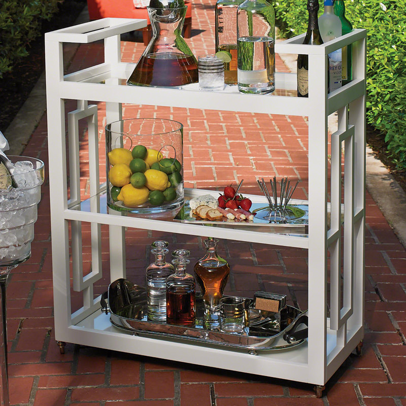 Grid Block Bar Cart, White