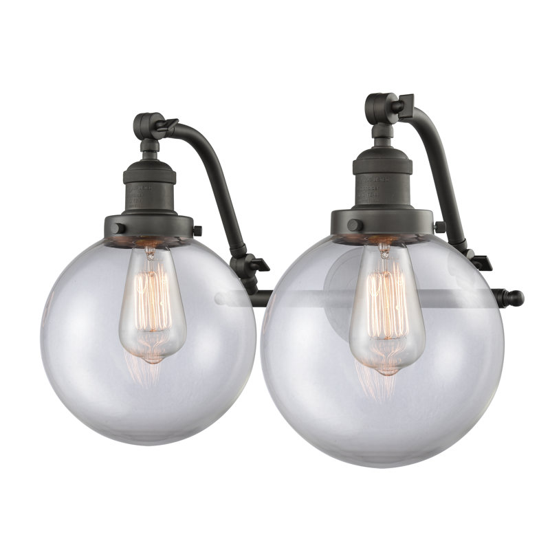 Zarmayr 2-Light Dimmable Vanity Light, Oil Rubbed Bronze, Clear, Bulb Not Included