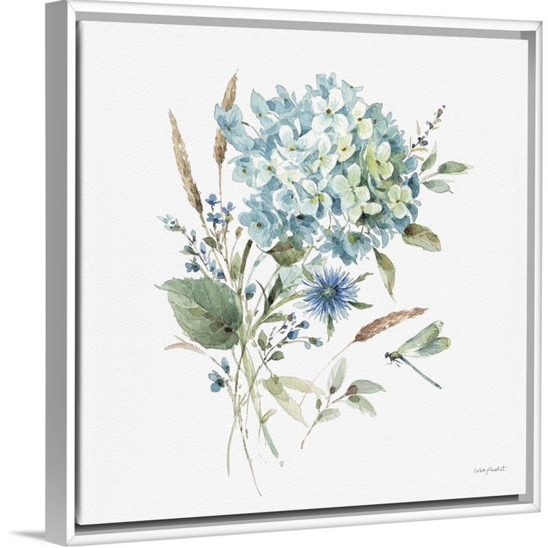 «Bohemian Blue 03 on White» par Lisa Audit - reproduction d'art, H 26 po x l 26 po x P 1,75 po, Toile blanche encadrée