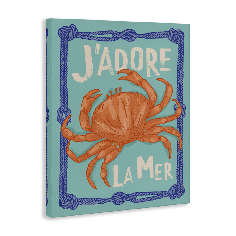  «J'adore La Mer Crab» par Lisa Perry White, H 20 po x l 16 po