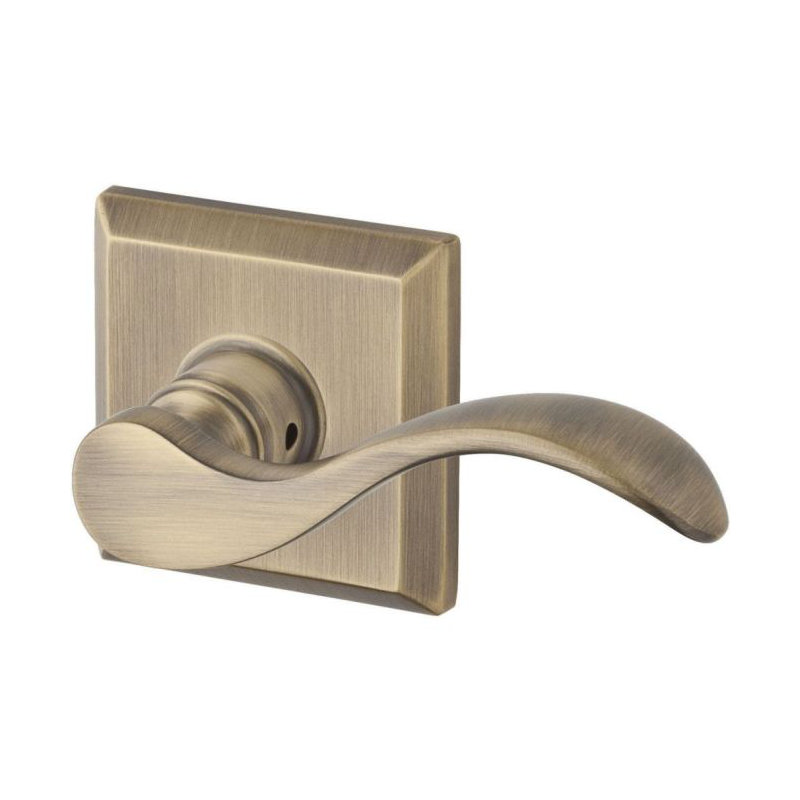 Curve Keyed Door Lever with Traditional Square Rose, Venetian Bronze, Right, Yes