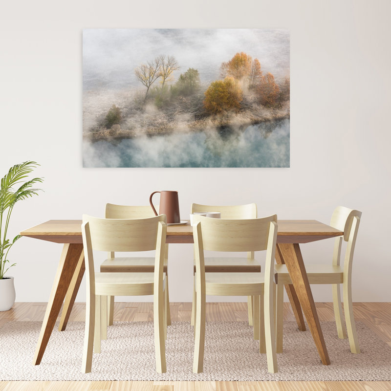 Misty Autumn Lake Ethereal Peaceful Serene Autumn Landscape Wall Art Print 1 Piece Wrapped Canvas Wall Art
