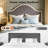 Solid Wood Bed Frame with Upholstered Headboard, Modern Design, No Box Spring Needed-1108145648-1108145654