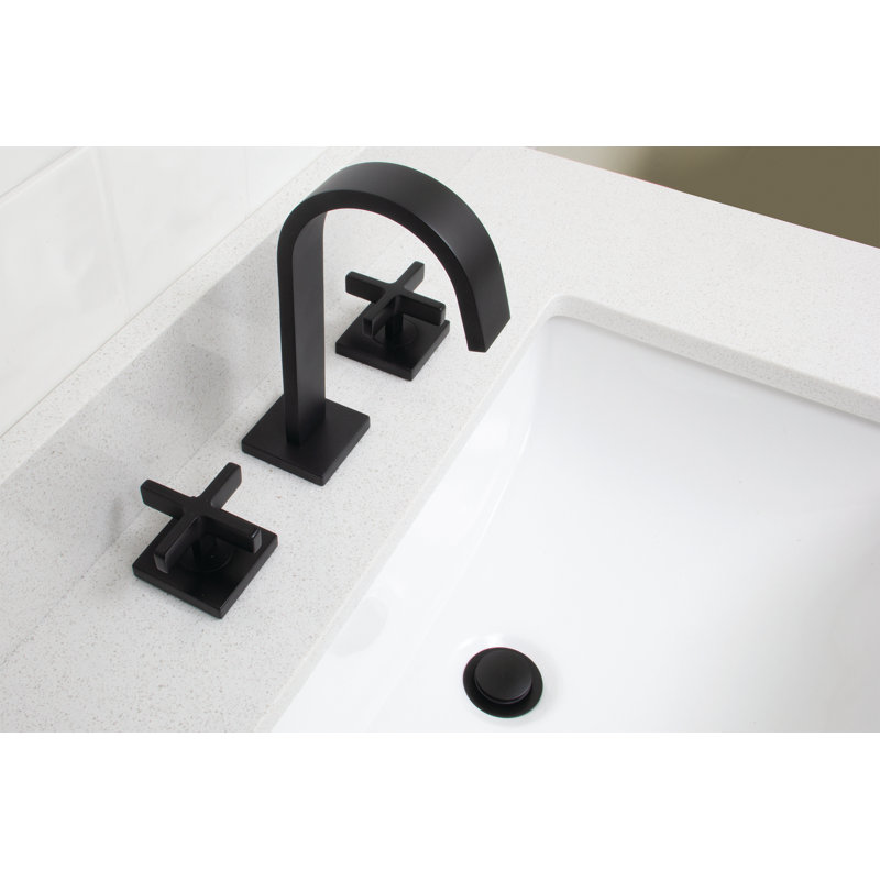 Lura Modern Matte Black Brass 8" Widespread Bathroom Faucet with Cross Handles