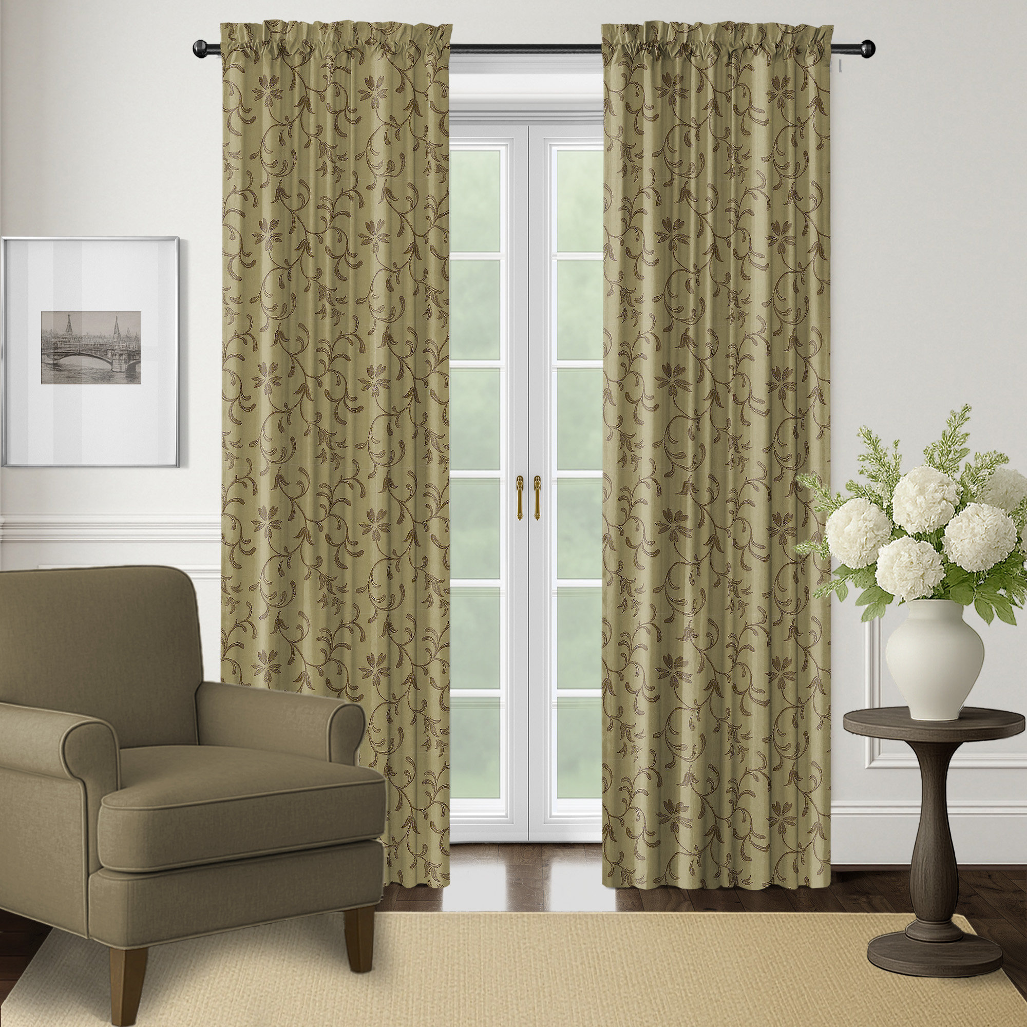 Bungalow Rose Casimir Emerald Pole Top Drapery Panel Pair (50
