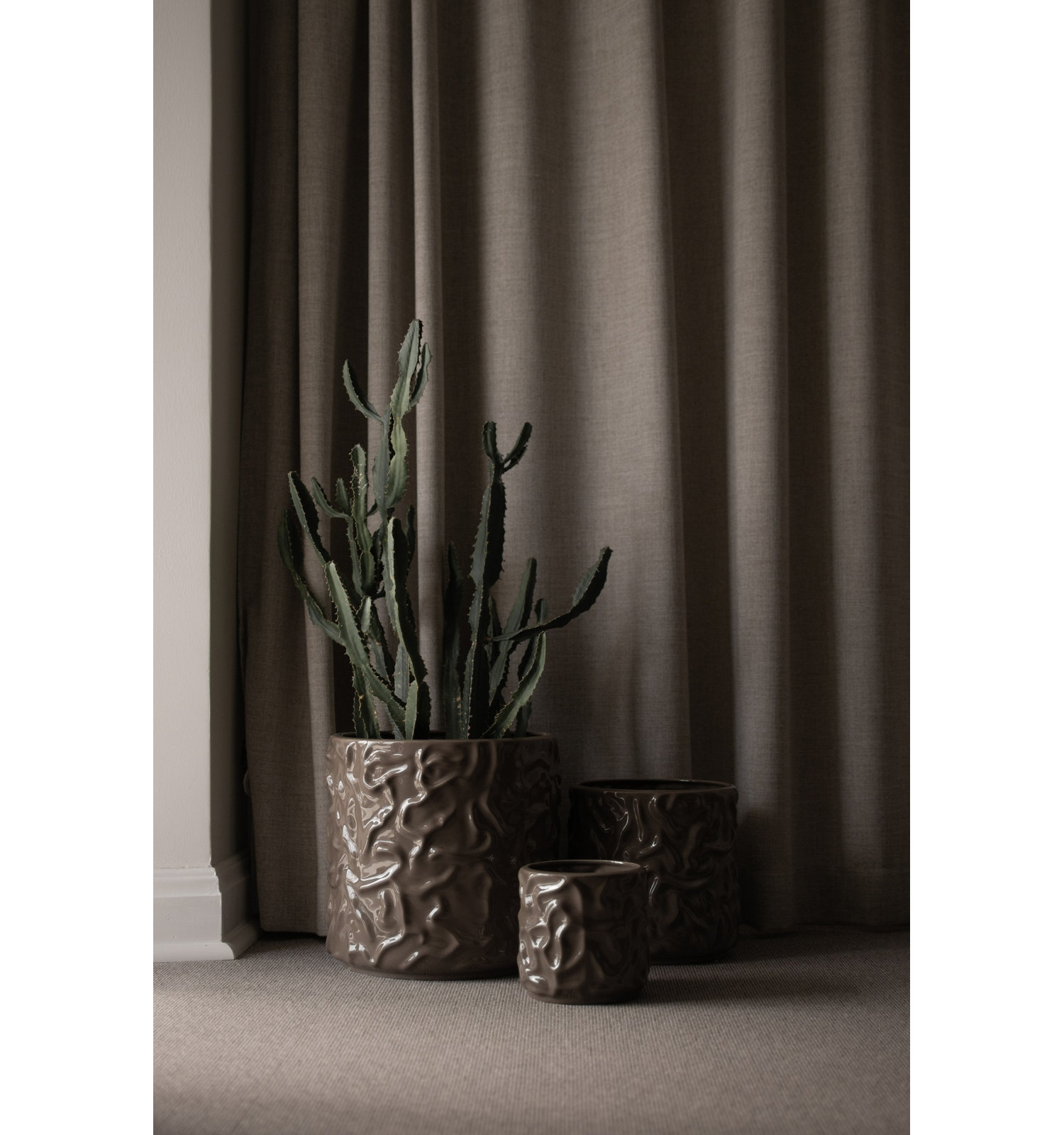 Ceramic Table Vase, Greige, 12.6" H x 4.75" W x 4.75" D