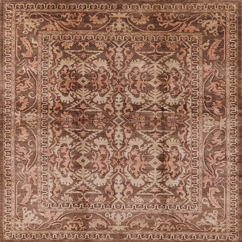 Tapis oriental rouge / beige, Carré 6 pi