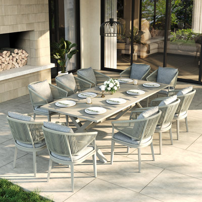 10 - Person Rectangular Outdoor Dining Set With Cushions