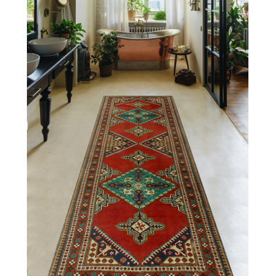 Keante One-of-a-Kind 3'2 X 10'5 1980s Runner Wool Area Rug in Rust