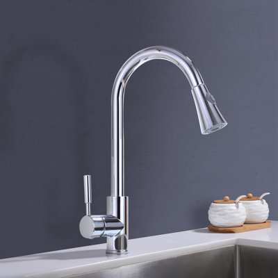 Topcraft Stainless Steel Single Handle Pull-Down Sprayer Kitchen Sink Faucet with 360° Swivel Spout