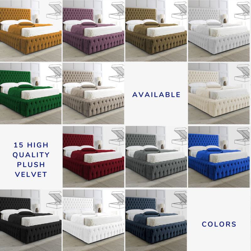 Elite Elegance Ambassador Ottoman Storage Bed - Premium Upholstered Velvet Bed Frame with Tall Headboard, Lilac, Double (4'6)