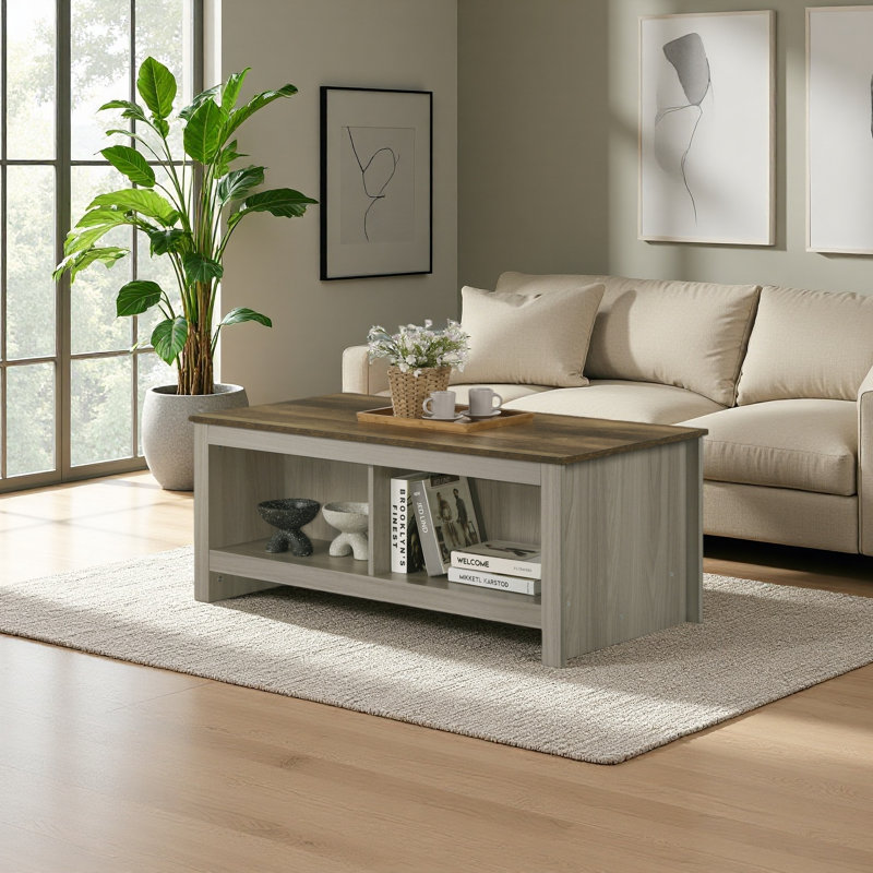 Table basse l 43 po avec tablettes ouvertes à l'avant et à l'arrière