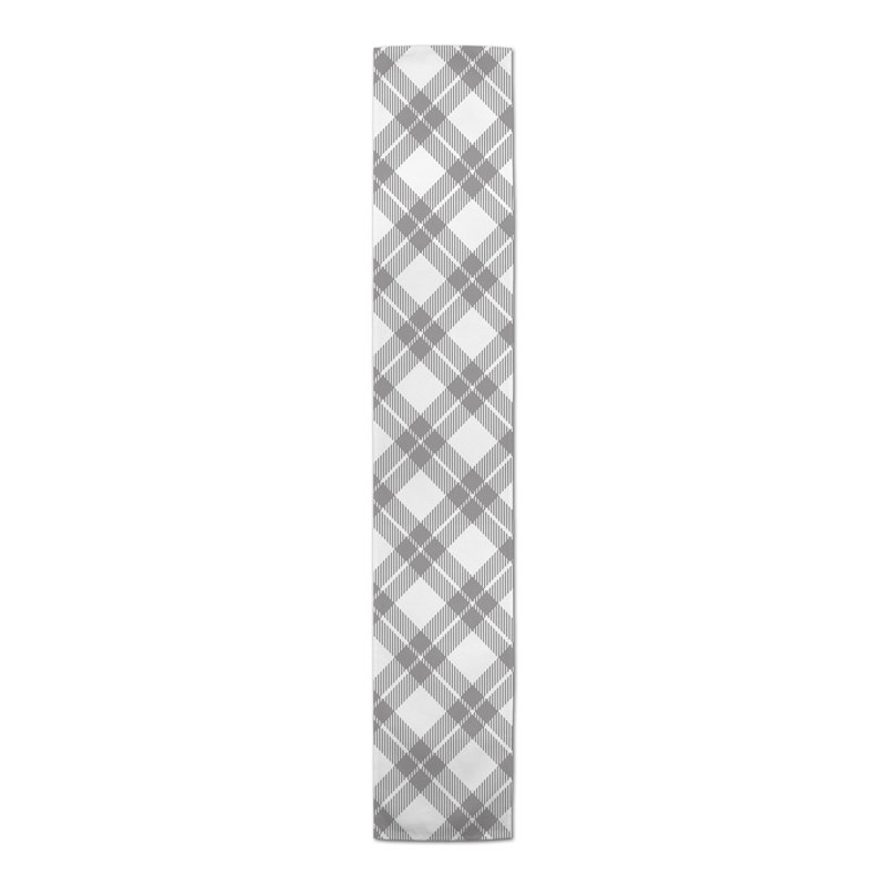 Addlyn Plaid Table Runner, 90" x 16", Light Gray