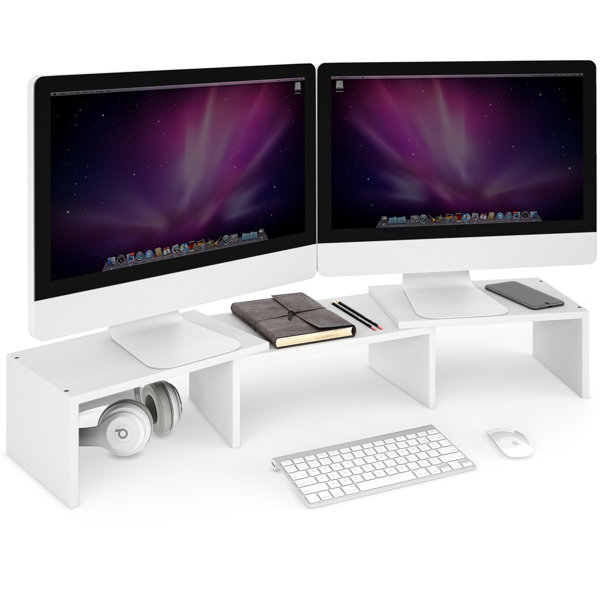 Home Office Desk Shelf Office Desk Storage Dual Monitor Stand Desk  Accessories Walnut Monitor Stand Wood Riser Desk Organizer 