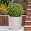 Concrete Effect Frostproof Outdoor Plant Pot, Garden Flower Pot, Cylinder Round Garden Planter with Drainage Holes, Outdoor Planter with Ribbed Pattern-93635345-93635347