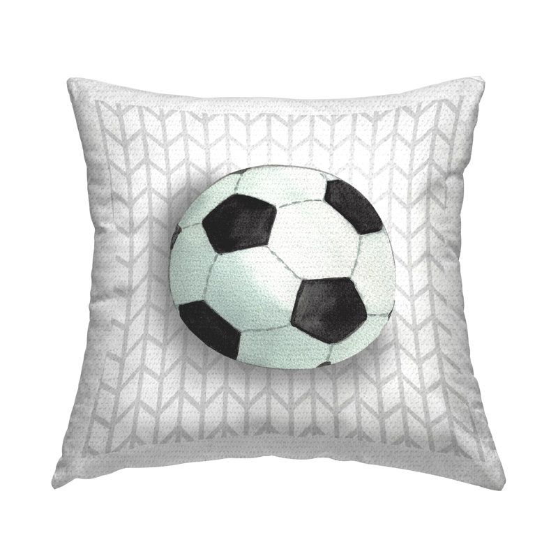 Design de coussin d'extérieur imprimé ballon de soccer sur chevron par Sharon Kuplack