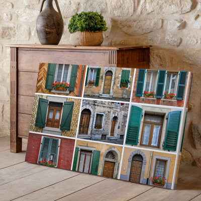Toile, collage éclatant de fenêtres et de portes architecturales mettant en valeur un art mural Variété de styles et de couleurs