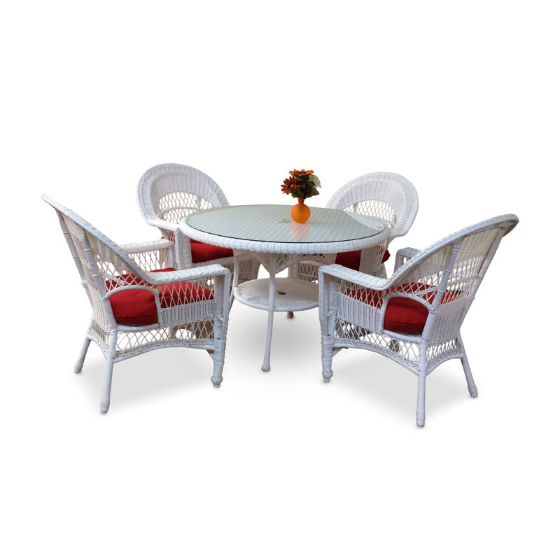 Ensemble repas 5 pièces avec coussins Camacho, Blanc