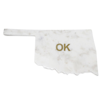 Planche à découper «Oklahoma» en marbre poli Lg avec abréviation State Brass