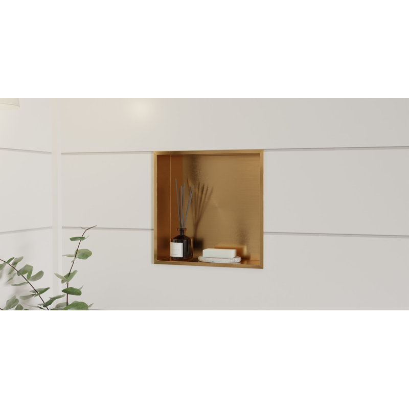 Niche de douche encastrée Badeloft l 12,6 po x H 12,6 po NS-01-BRG en or rose brossé, Or rosé brossé