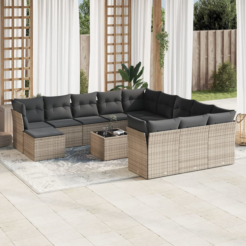 Vidaxl Garden Sofa Set Grey, Dark Grey