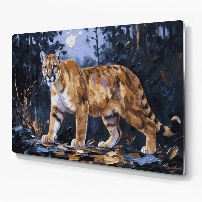 «Big Cats North American Cougar», art mural en métal gris
