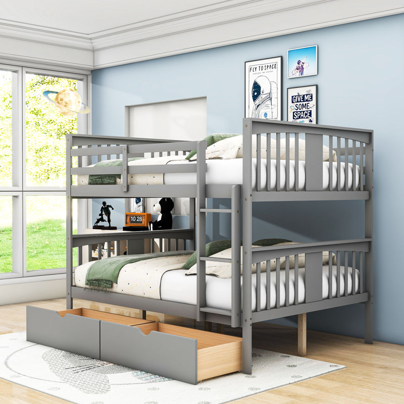 Callas Kids Full Over Full Bunk Bed with Drawers, Gray