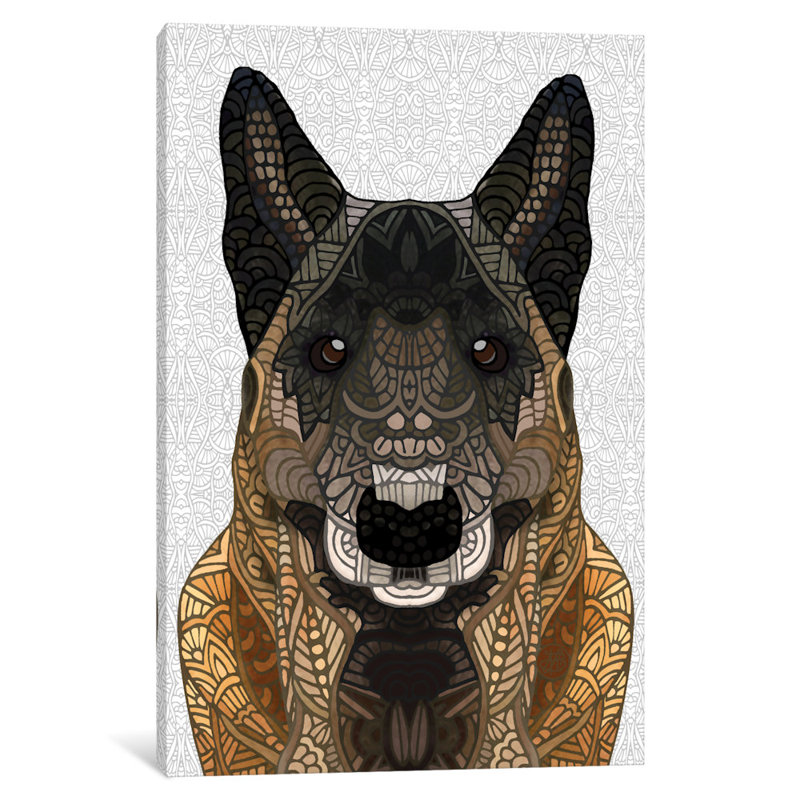 Malinois belge berger, impression sur toile tendue, H 12 po x l 8 po x P 0,75 po