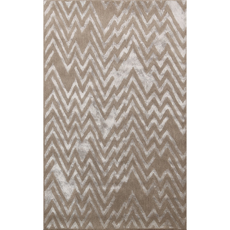 Tapis en laine/soie gris/brun clair Touffeté à la main mier