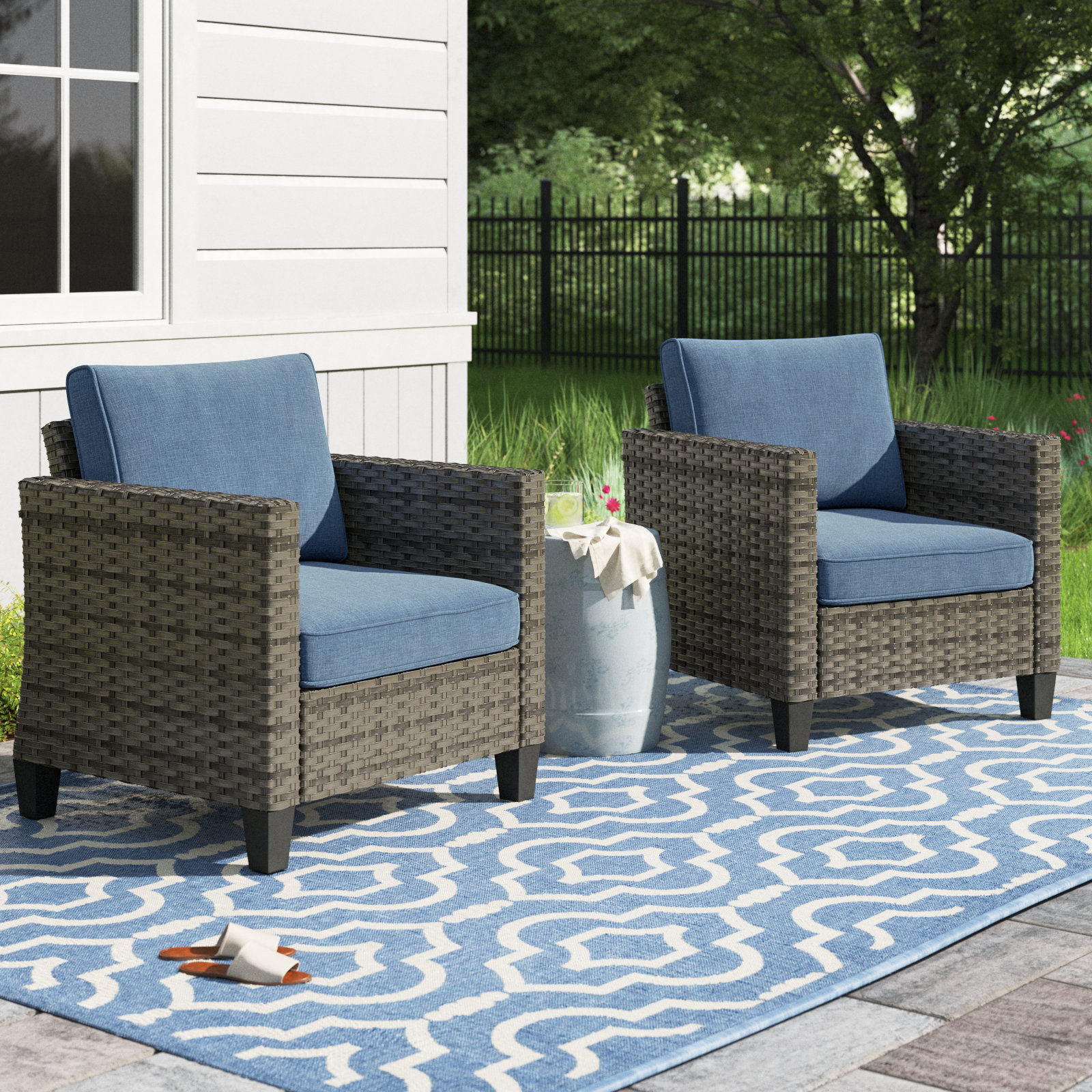 Lark Manor™ Allcot Person Outdoor Wicker Chairs, All Weather Rattan  Chairs 2-Seater with Comfy Cushions Reviews Wayfair