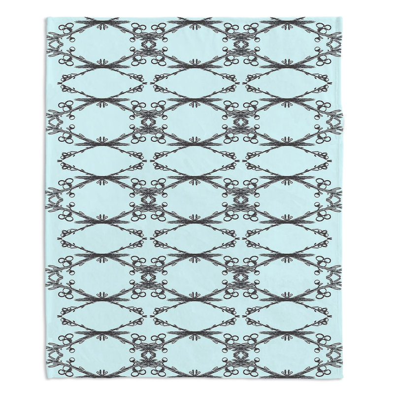 Couverture sherpa doux turquoise brindilles, l 51 po x L 60 po