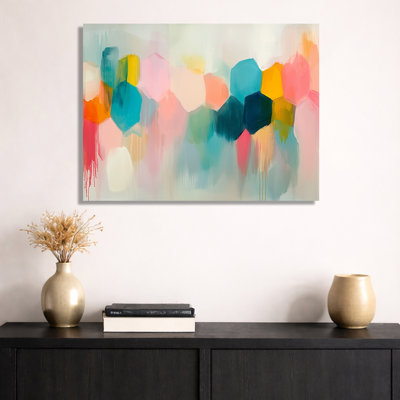 Nature Metal Wall Art - Hexagon Honeycomb in Sunset Tones I, Geometric Metal Prints