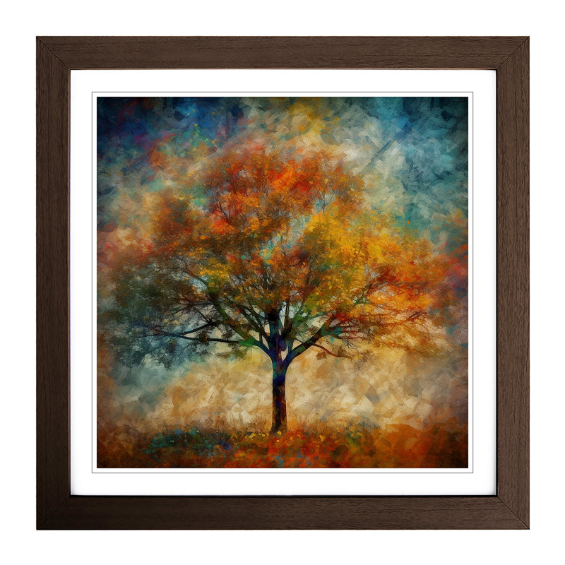 Tree Impressionism - Single Picture Frame Print on Wood, Walnut