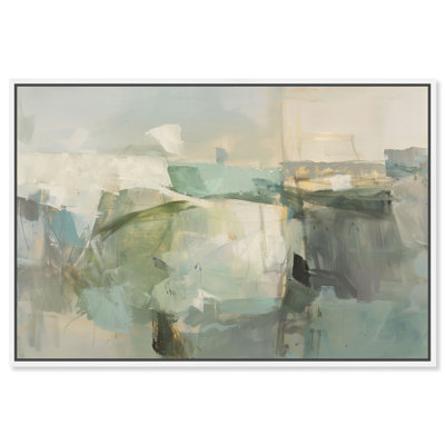 «Grayish Green II», reproduction sur toile encadrée par Art Remedy, cadre blanc, 24 x 16