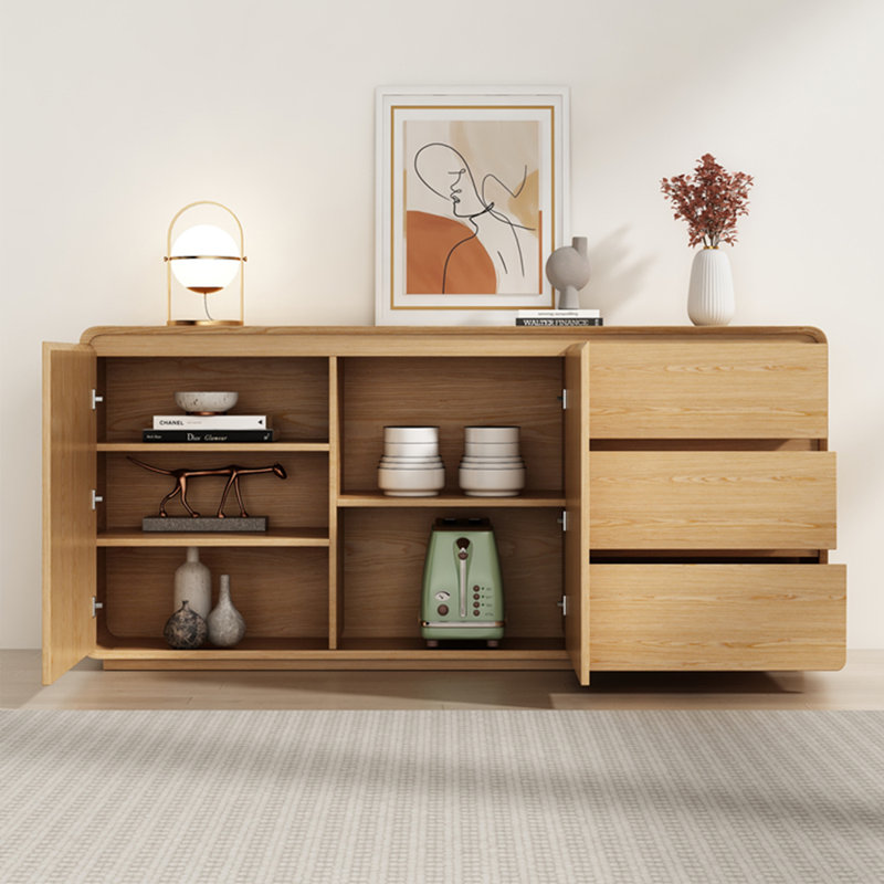 Modern Simple Solid Wood Sideboard, Burlywood, 31.49" H x 59.05" W x 15.75" D